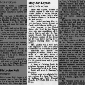 Obituary for Mary Ann Leyden