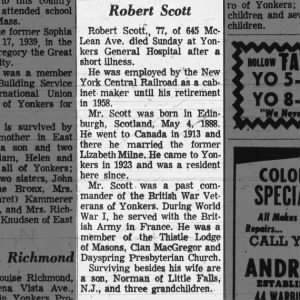 Obituary for Robert Scott